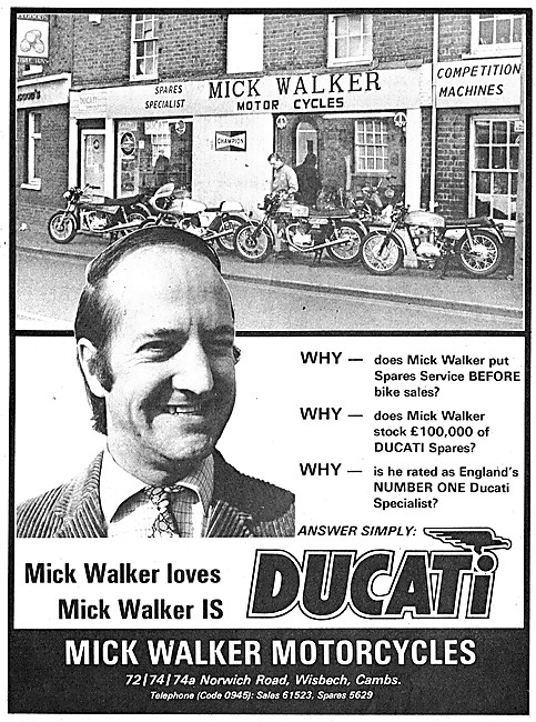 Mick Walker Ducati. Wisbech 1975 Advert                          