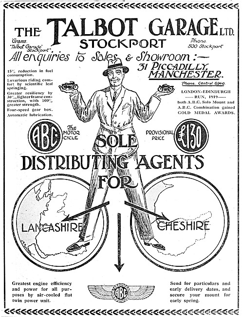 1920 ABC Motor Cycles - Talbot Garage Stockport                  