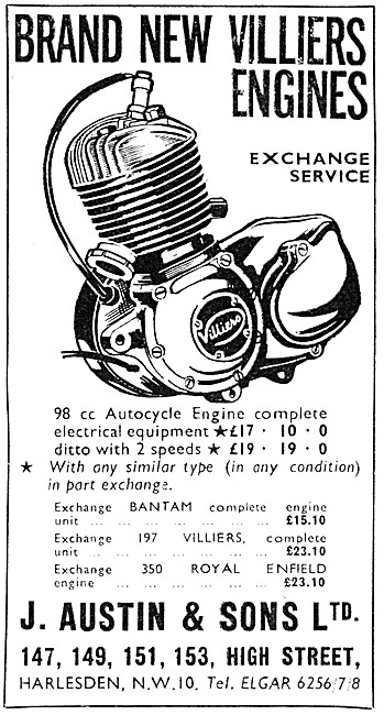 J.Austin & Sons. New Villiers Engines. 147 High St, Harlesden    