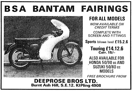 Deeprose Brothers Motor Cycle Sales & Service - Bantam Fairings  