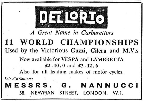 1953 Dellorto Motor Scooter Carburetters Advert                  