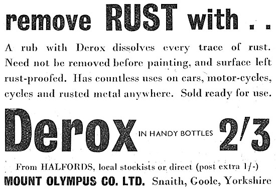 Derox Rust Remover 1957 Advert                                   