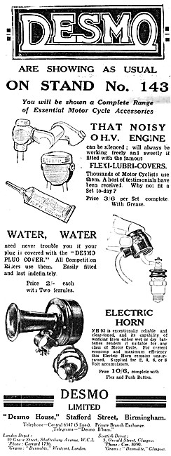 Desmo Motor Cycle Accessories 1928                               