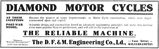 Diamond Motor - 1918 Diamond Motor Cycles                        