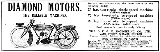 1919 Diamond 2 1/2 hp Two-Stroke Motor Cycles                    
