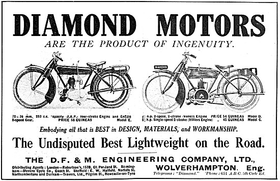 Diamond Jap Motor Cycle 293 cc - Diamond Villiers 4 1/2 hp 1919  