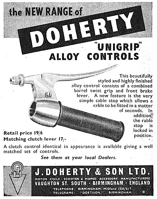 Doherty Unigrip Alloy Motorcycle Controls                        