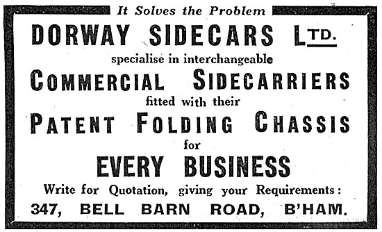 1923 Dorway Sidecars - Dorway Folding Chassis Sidecars           