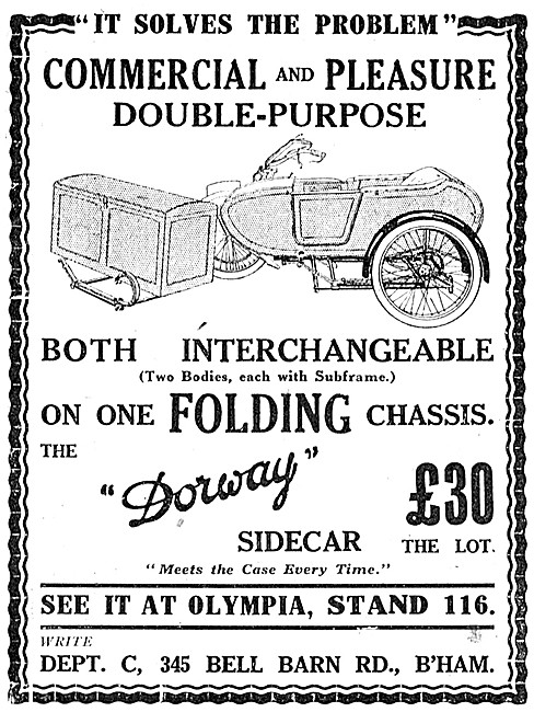 Dorway Sidecars - 1923 Dorway Commercial Box Folding Sidecars    