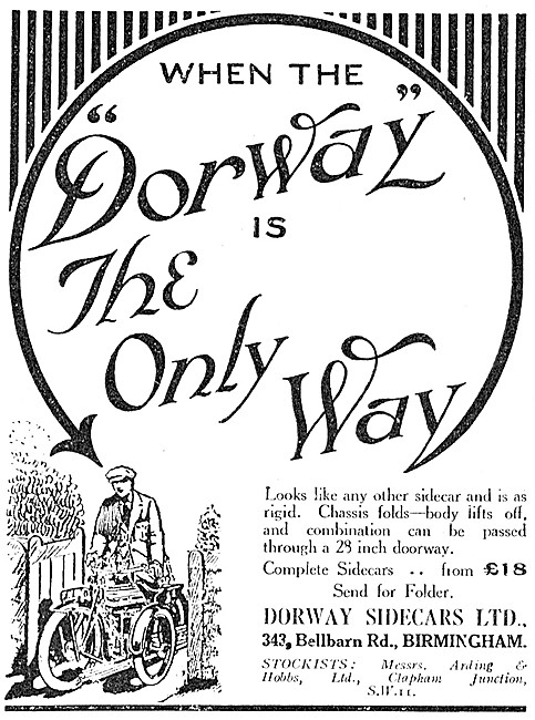 1924 Dorway Sidecars - Dorway Folding Chassis Sidecars Advert    
