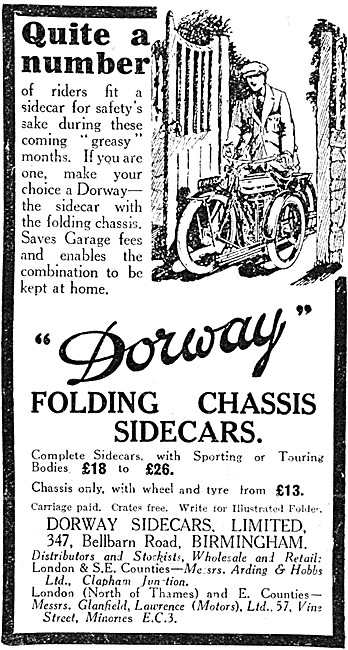 The 1925 Range Of Dorway Folding Sidecars                        