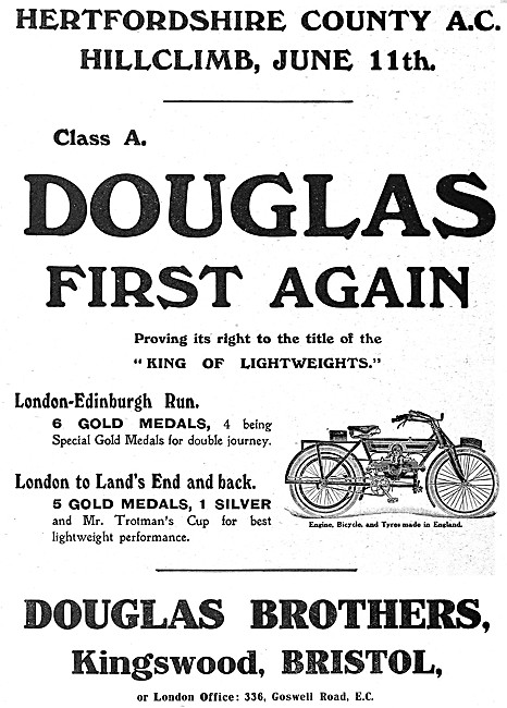 1910 Douglas Motor Cycles                                        