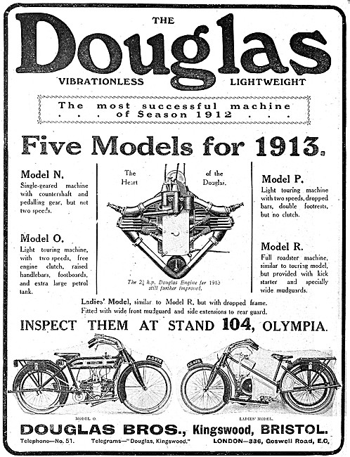 1912 Douglas Model N Motor Cycle - Douglas Model P Motor Cycle   