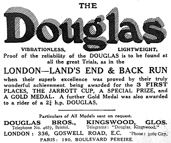 1913 Jarrot Cup Winning Douglas Motor Cycles                     