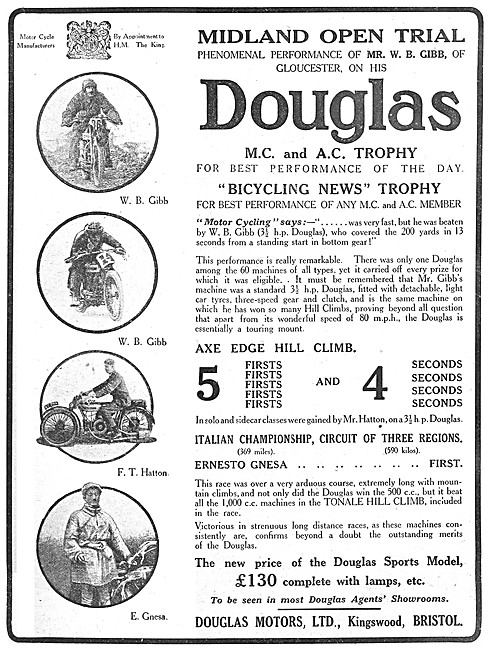 Douglas Sporting Motor Cycles 1921                               