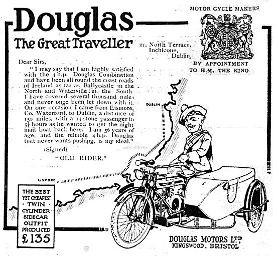 Douglas Motor Cycles - 1922 Douiglas Motor Cycle & Sidecar       