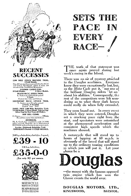 Douglas Motor Cycles - 1925 Douglas 4.48 hp Motor Cycles         