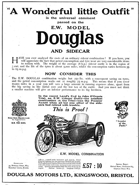 1926 Douglas E.W. Motor Cycle Combination                        
