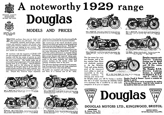 The Complete Illustrated Douglas Motor Cycle Model Range For 1929
