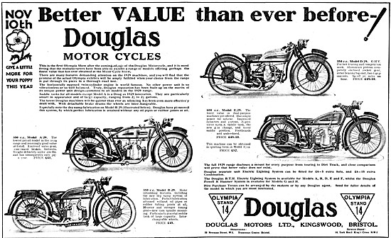 1928 Douglas 350 cc Model A/29 Motor Cycles                      