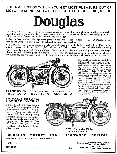 1930 Douglas S.5 Sports 500 Motor Cycle                          