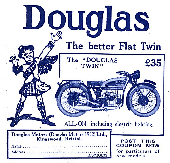 1932 Douglas Flat Twin Motor Cycle                               