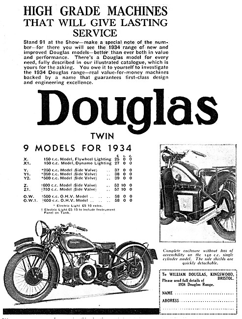 1933 Douglas 150 cc  Lightweight Motor Cycles                    