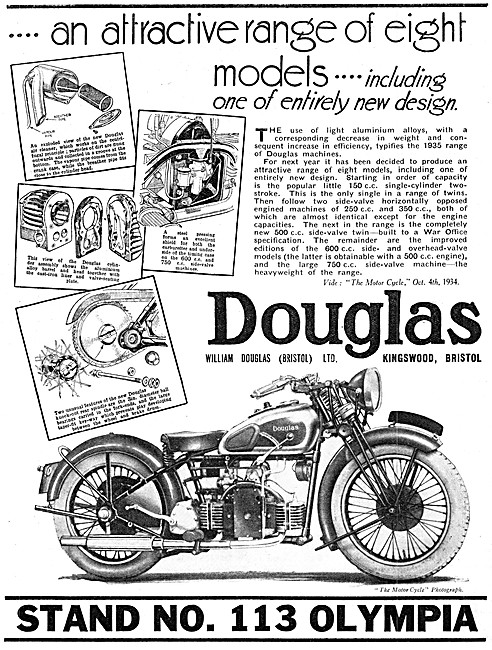 1934 Douglas Flat Twin Motor Cycles                              