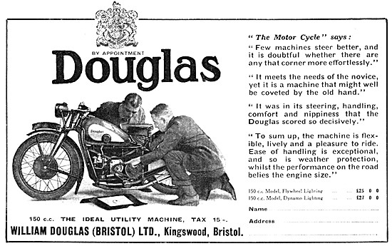 1934 Douglas 150 cc Motor Cycle                                  