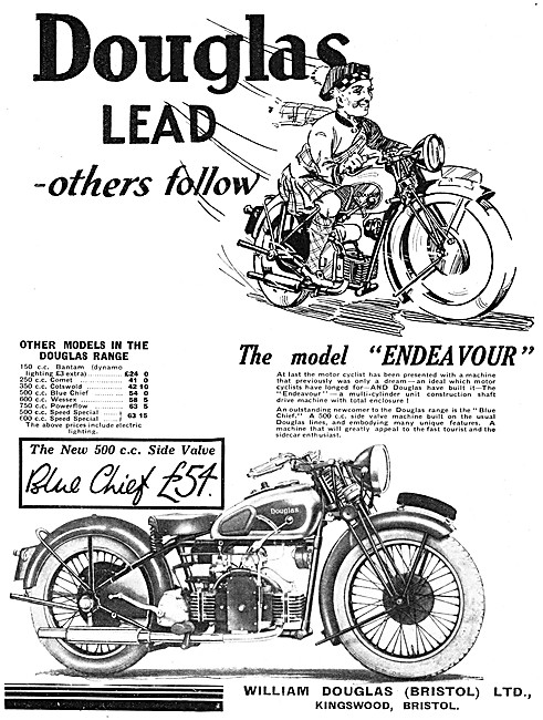 The 1934 Douglas Blue Chief 500 cc Side Valve Motor Cycle        