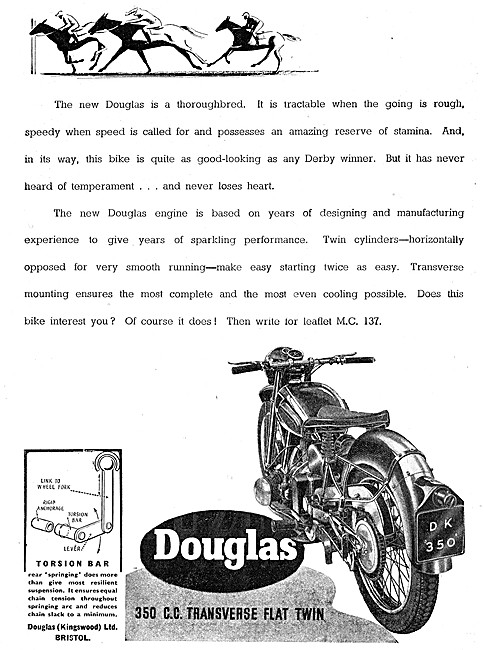 1946 Douglas 350 cc Transverse Flat Twin Motor Cycles            
