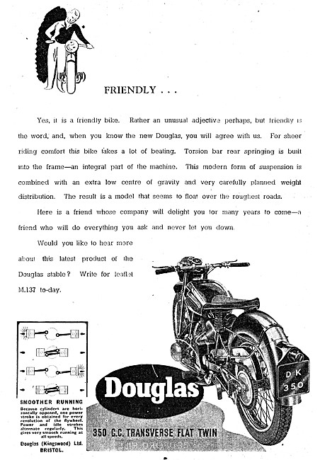 Douglas 350 cc Transverse Flat Twin Motor Cycle                  
