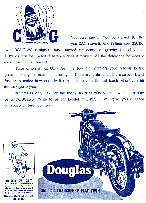 Douglas 350 cc Transverse Flat Twin Motor Cycle 1946             