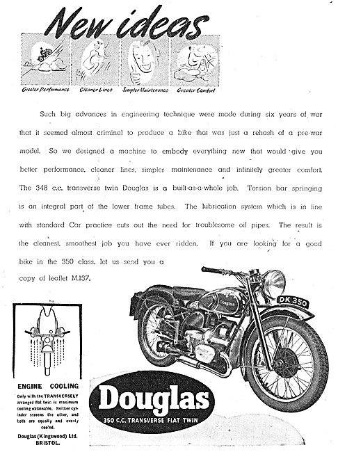 Douglas 350 cc Transverse Flat Twin Motor Cycle                  