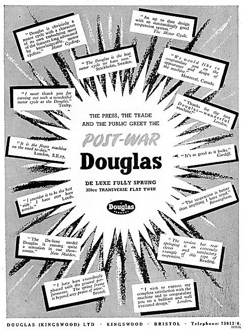 Douglas Flat Twin Motor Cycles 1947 Advert                       