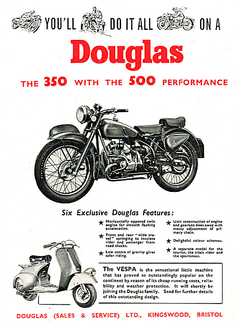 1950 Douglas 350cc Horzontall Twin Motor Cycle                   