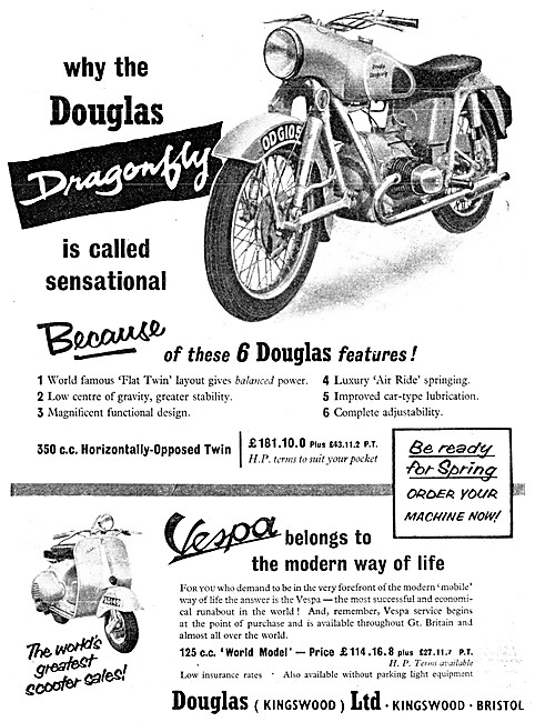 Douglas Dragonfly 350 cc - Douglas Vespa 125 World Model         