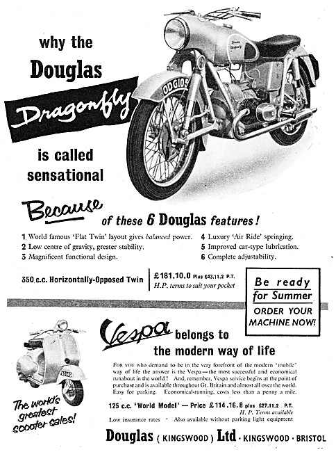 Douglas Dragonfly 350 cc - Douglas Vespa 125 World Model         
