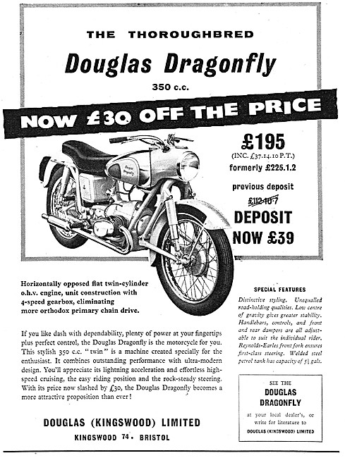 1957 Douglas Dragonfly 350 Flat Twin Motor Cycle                 