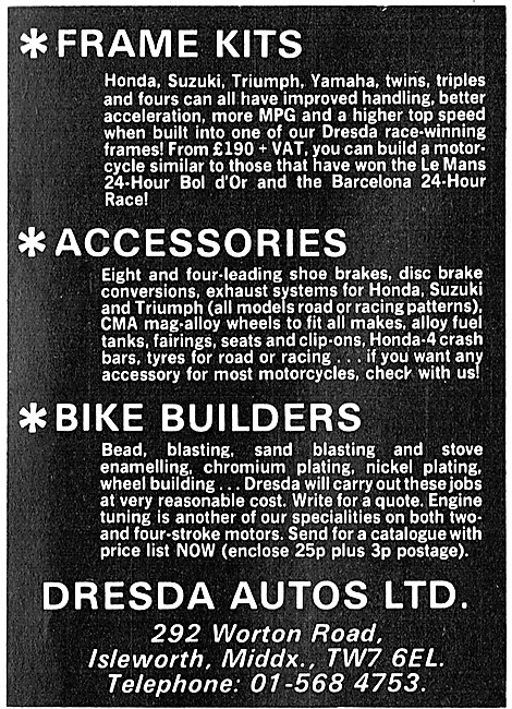 Dresda Performance Bike Builders Parts & Accessories             