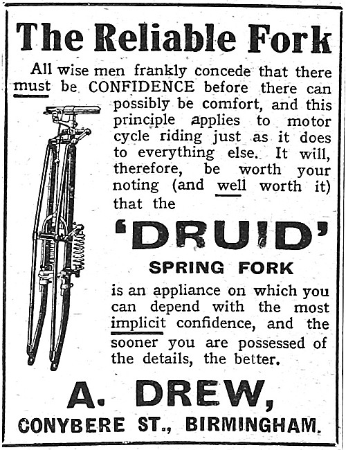 1910 Druid Motor Cycle Spring Forks                              