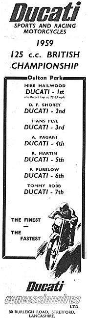 1959 Ducati Racing Motor Cycles                                  