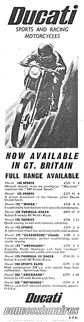 Ducati Model Range For 1959                                      
