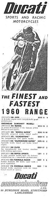 The 1960 Range Of Ducati Motor Cycles                            