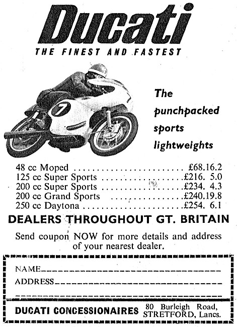 Ducati Motorcycle Range For 1962                                 
