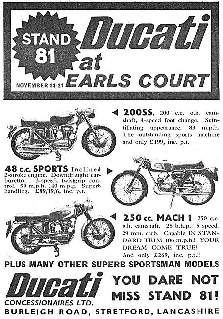 The 1964 Range Of Ducati Motorcycles - Ducati Mach 1 250 cc      