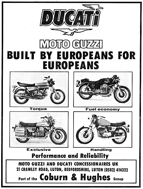 Ducati Motor Cycle Range For 1976 - Moto Guzzi Motor Cycles      