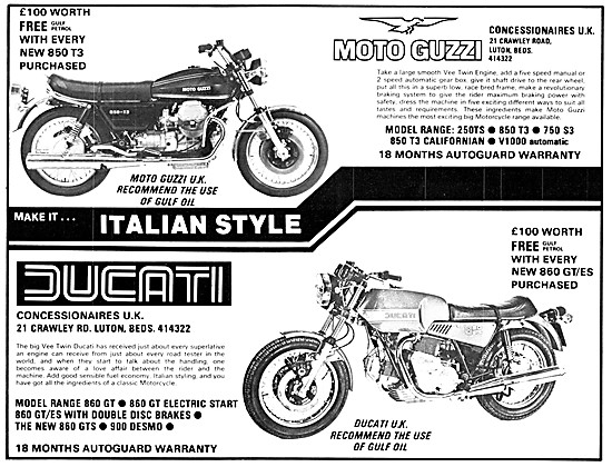 Ducati 860 GT/ES - Moto Guzzi 850 T3 Motor Cycle                 