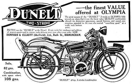 1921 Dunelt 4 hp Two-Stroke Motor Cycle Combination              