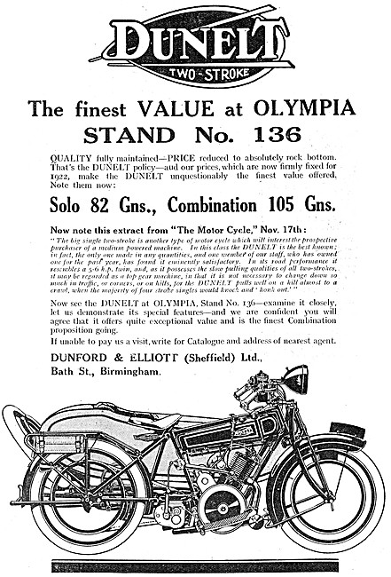 1921 Dunelt Big Single Two-Stroke Motor Cycle                    